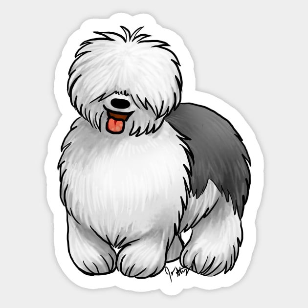 Dog - Old English Sheepdog Sticker by Jen's Dogs Custom Gifts and Designs